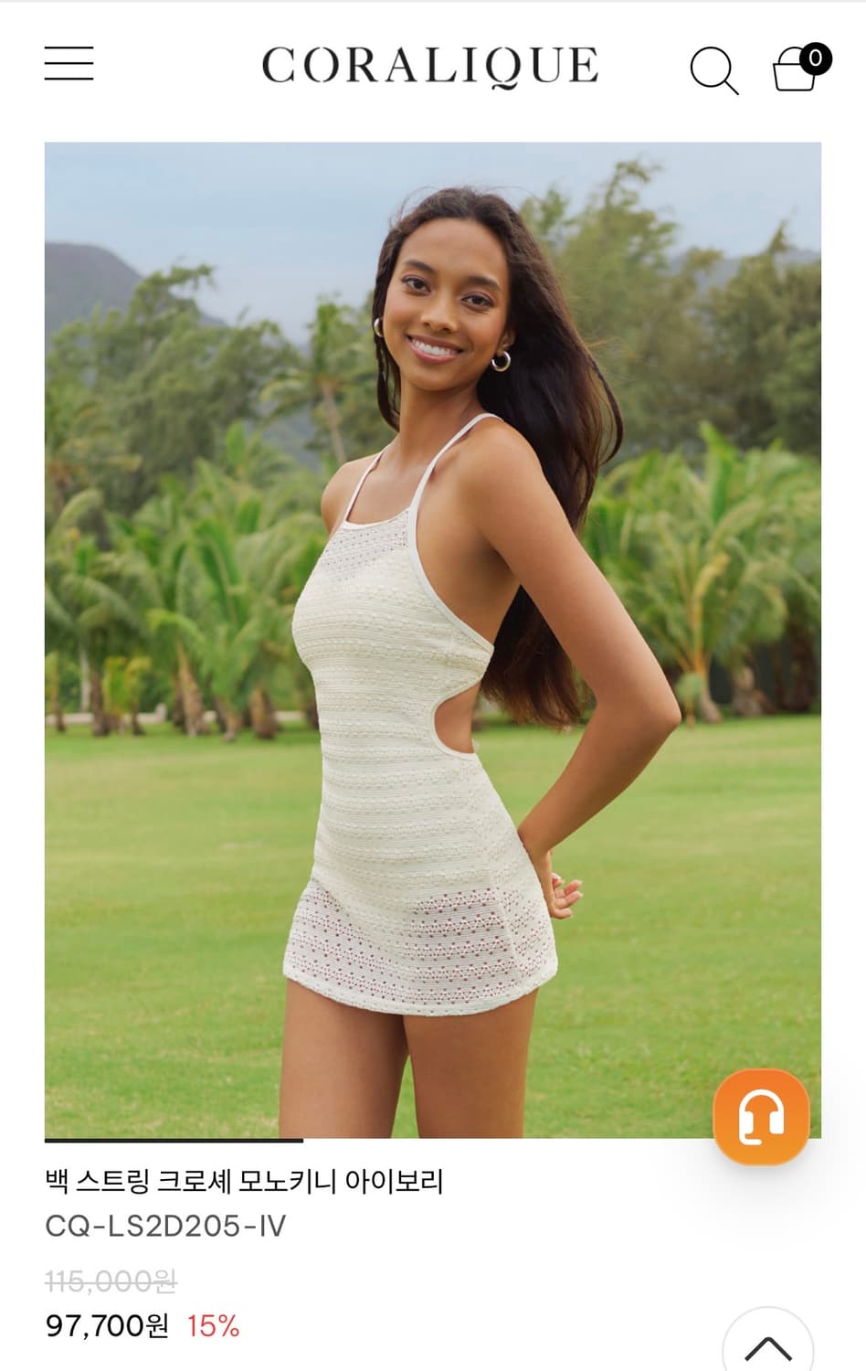 택o)코랄리크 백 스트링 크로셰 모노키니 아이보리 상품이미지1