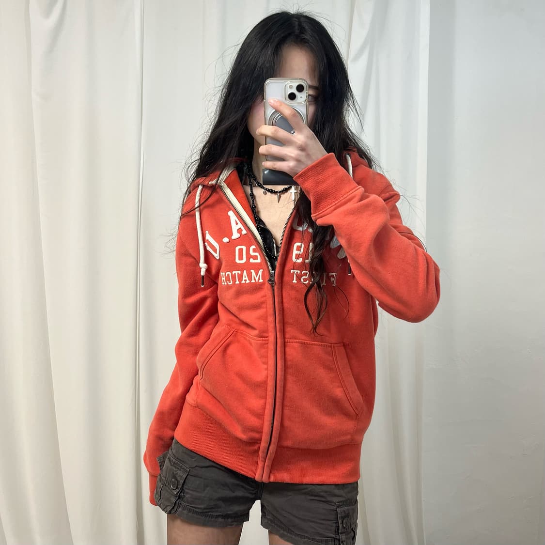 Who.A.U Orange Zip-Up Hoodie 상품이미지2