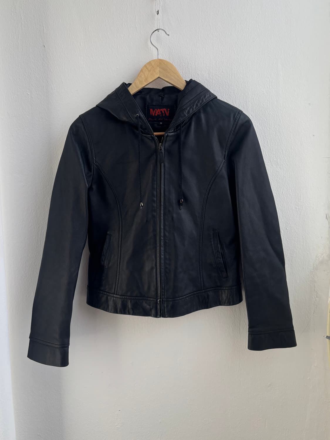 Vintage MATV Black Hood Leather Jacket 상품이미지5