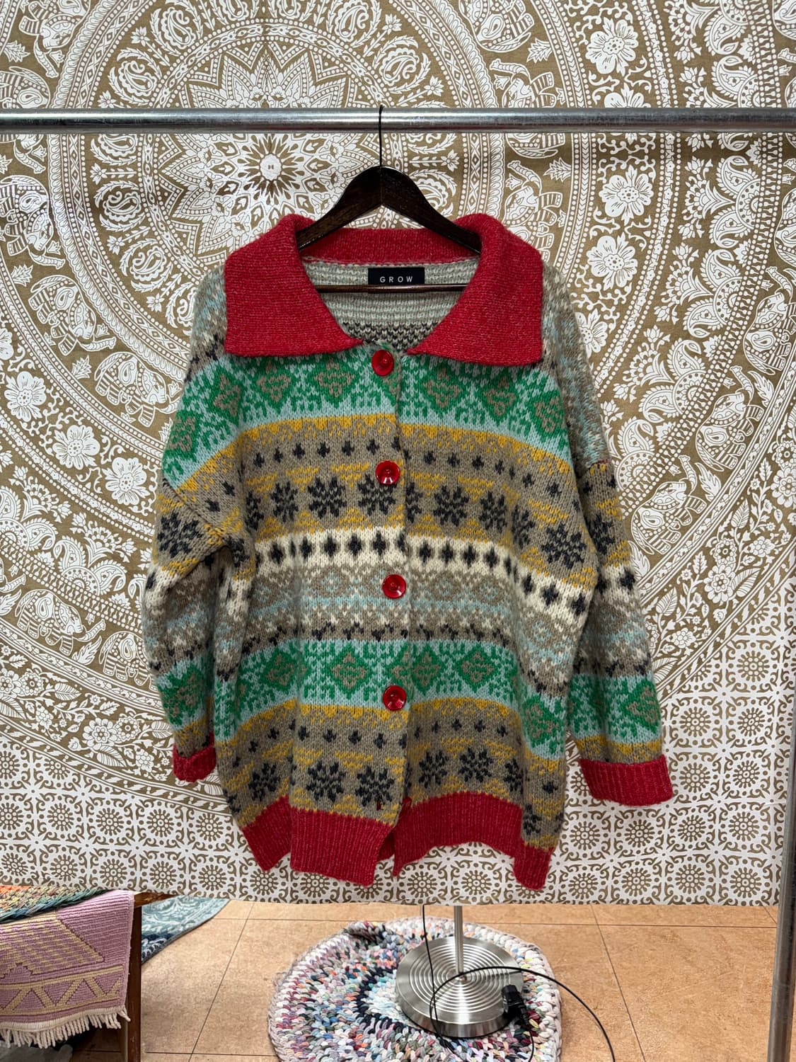 빈티지 에스닉 카라 니트 가디건  상품이미지3