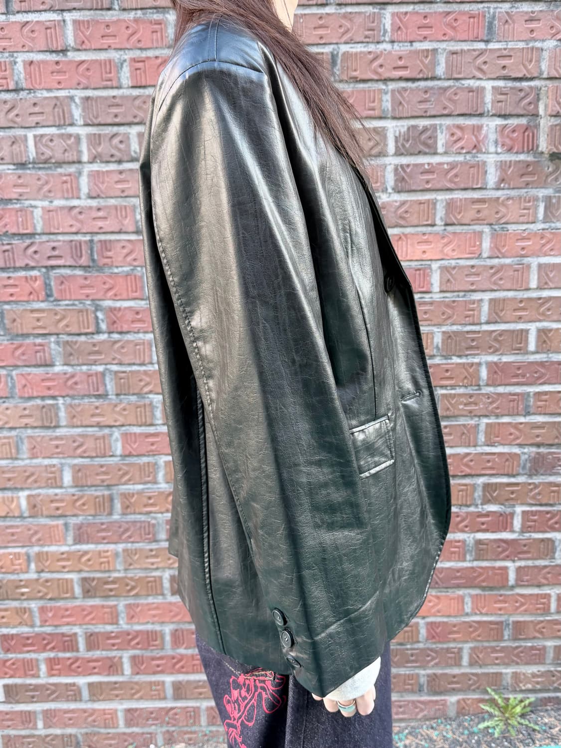 블랙 레더 블레이저 상품이미지5