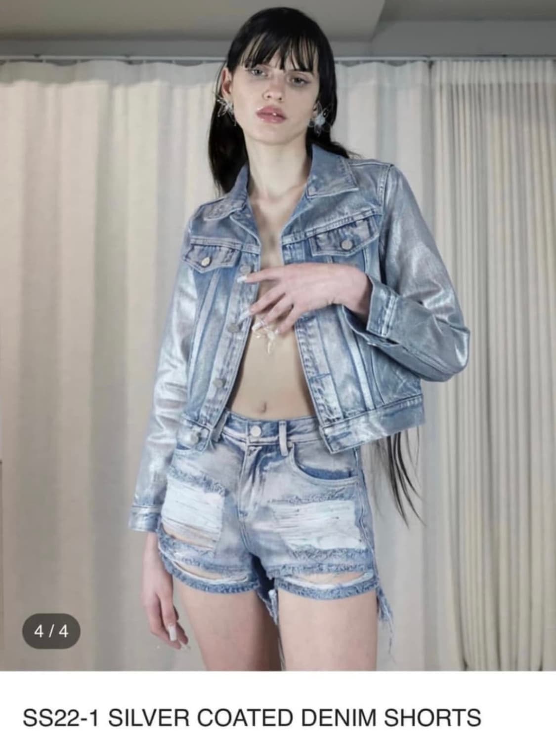 Silver coated denim jacket 상품이미지1