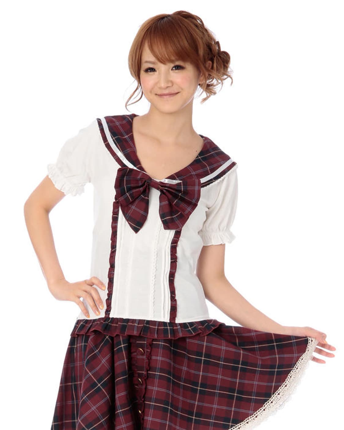 리즈리사 체크 리본브로치 보르도칼라 상품이미지1