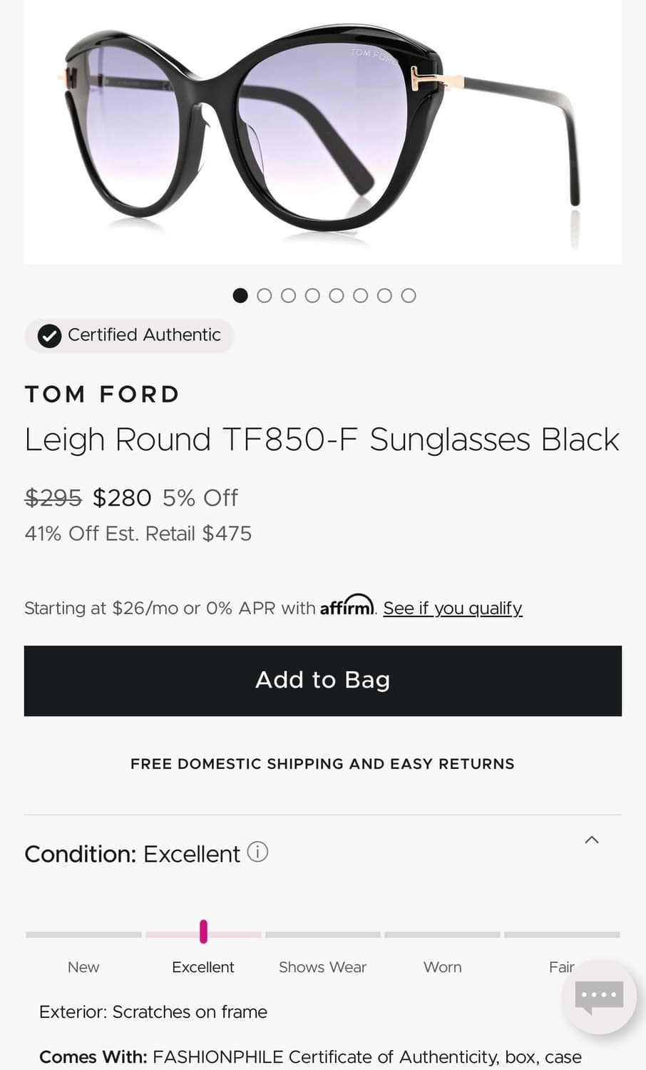 새상품 TOM FORD선글라스 Leigh TF850 블랙 상품이미지10