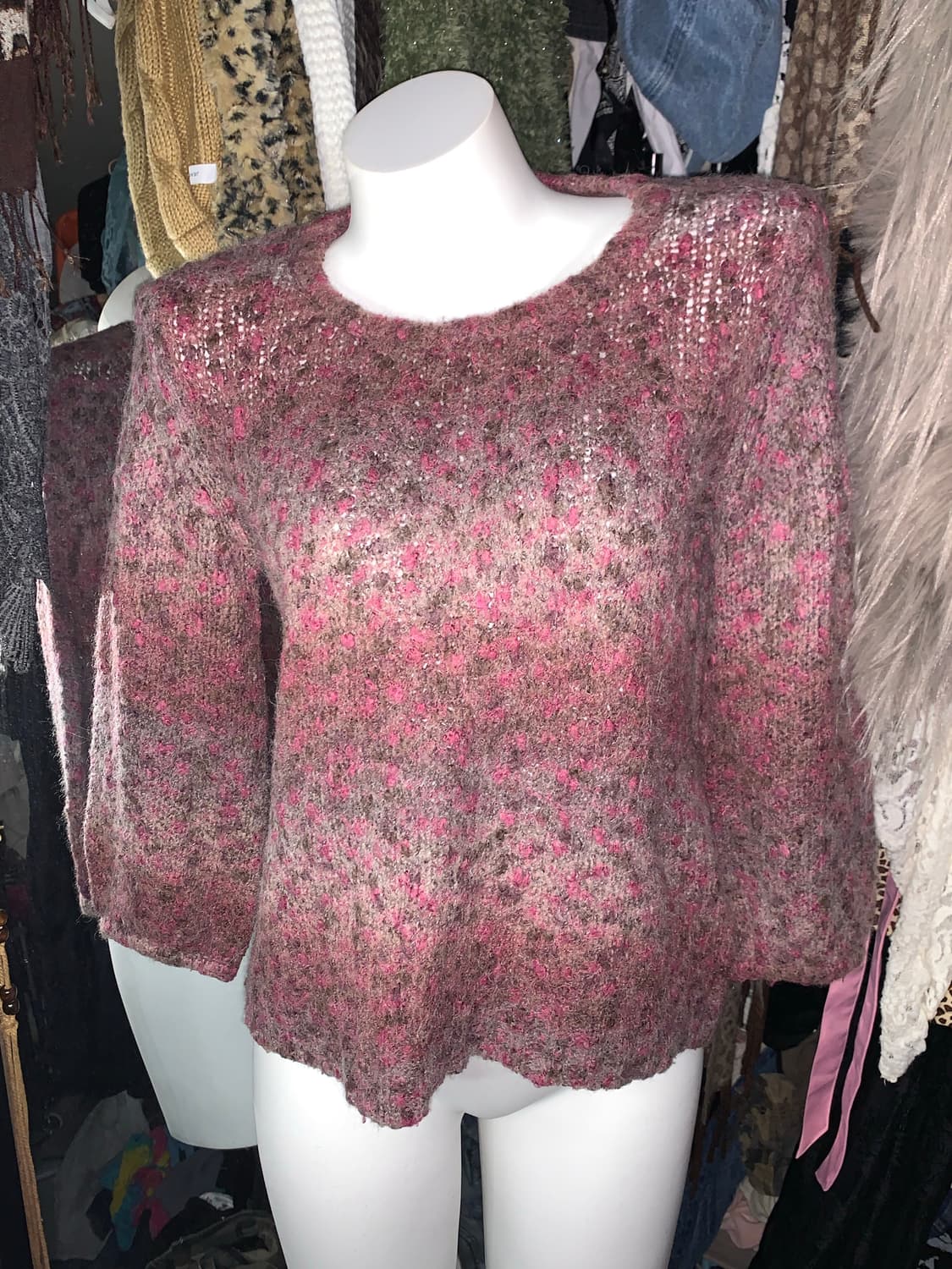 모리 핑크브라운 y2k 니트 상품이미지2