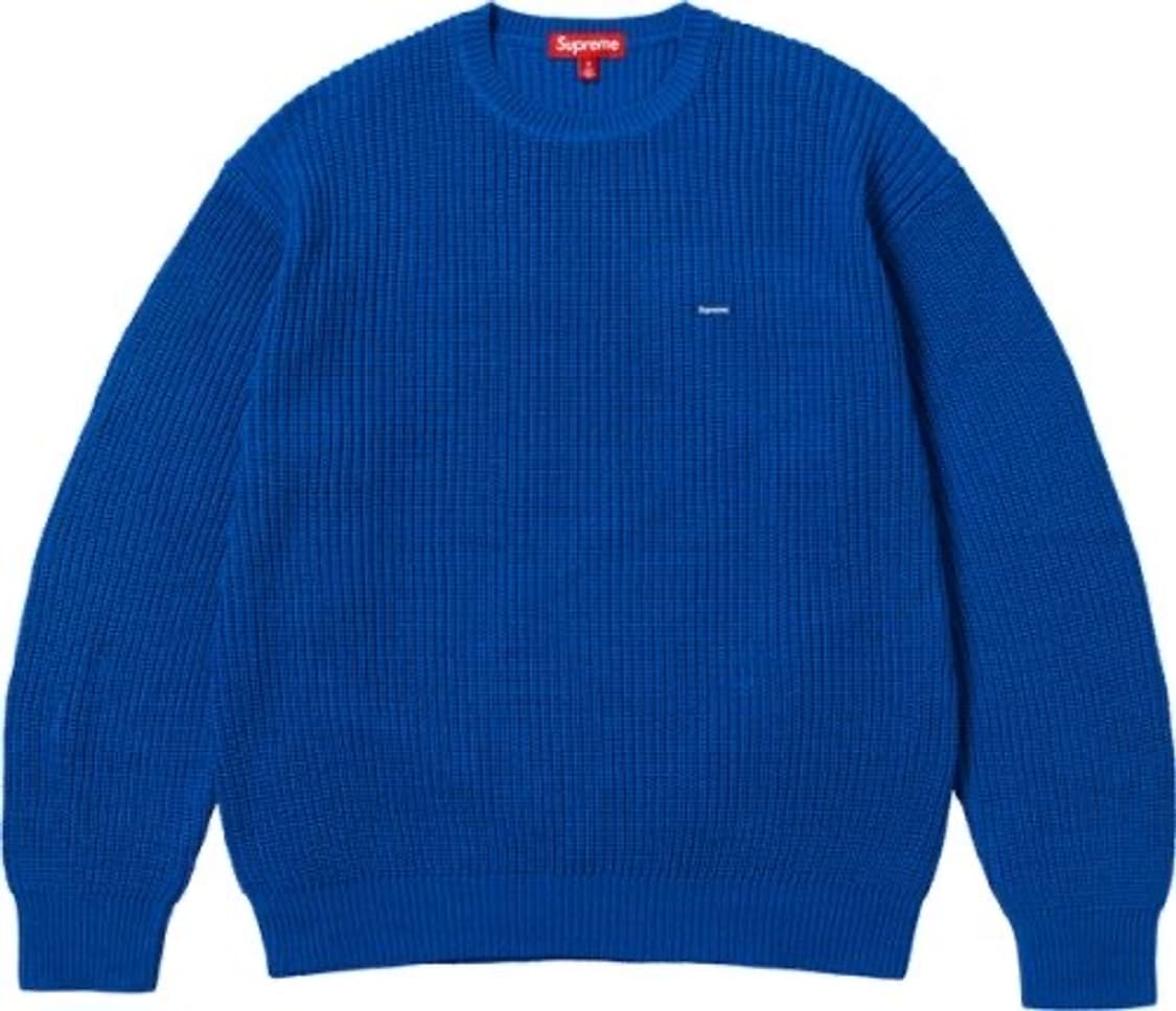 슈프림 스몰 박스 리브드 스웨터 로얄블루 색상입니다.  상품이미지1