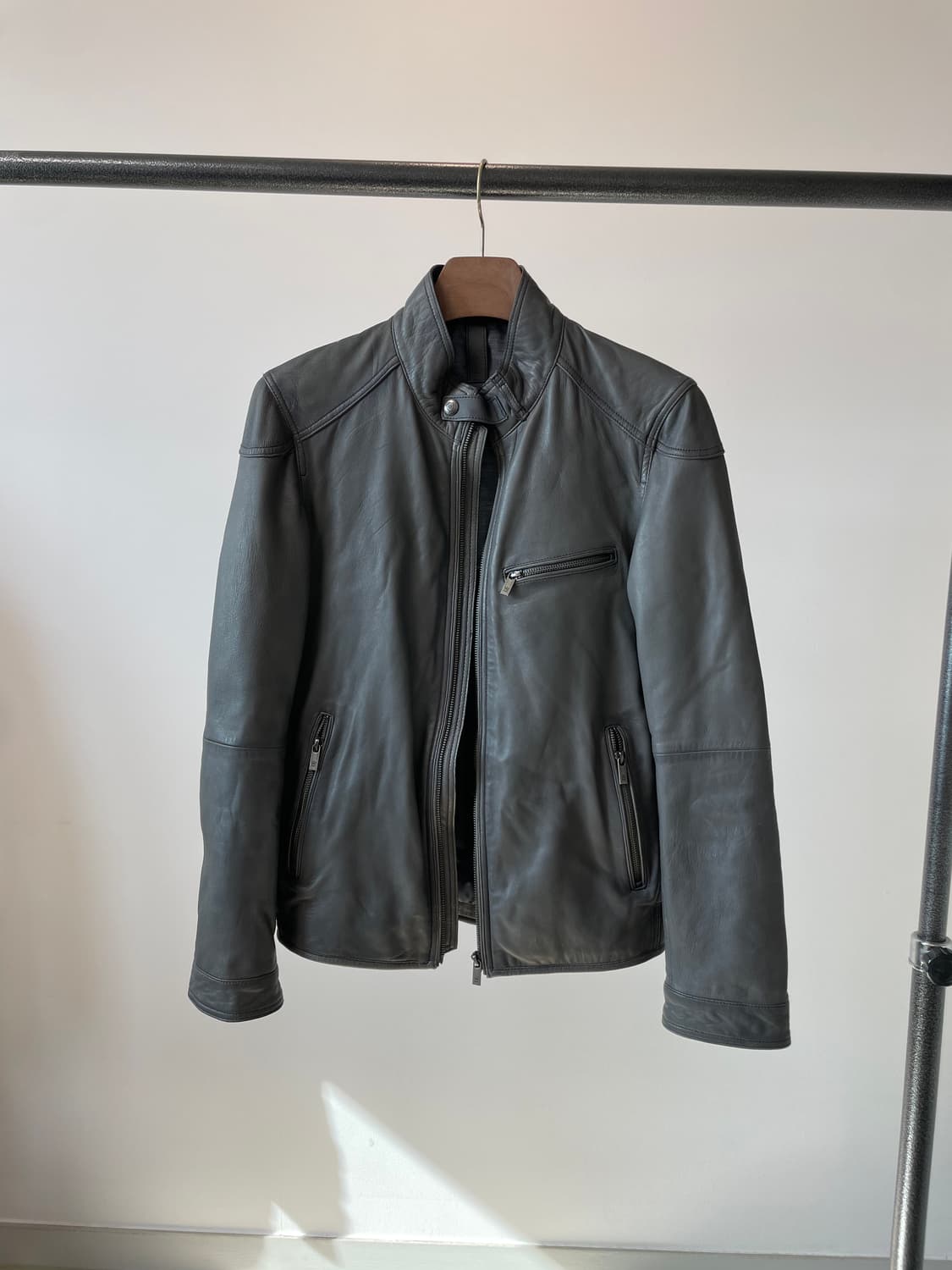 (S) 마시모 두띠 싱글 라이더 워싱 그레이 양가죽 자켓 상품이미지1