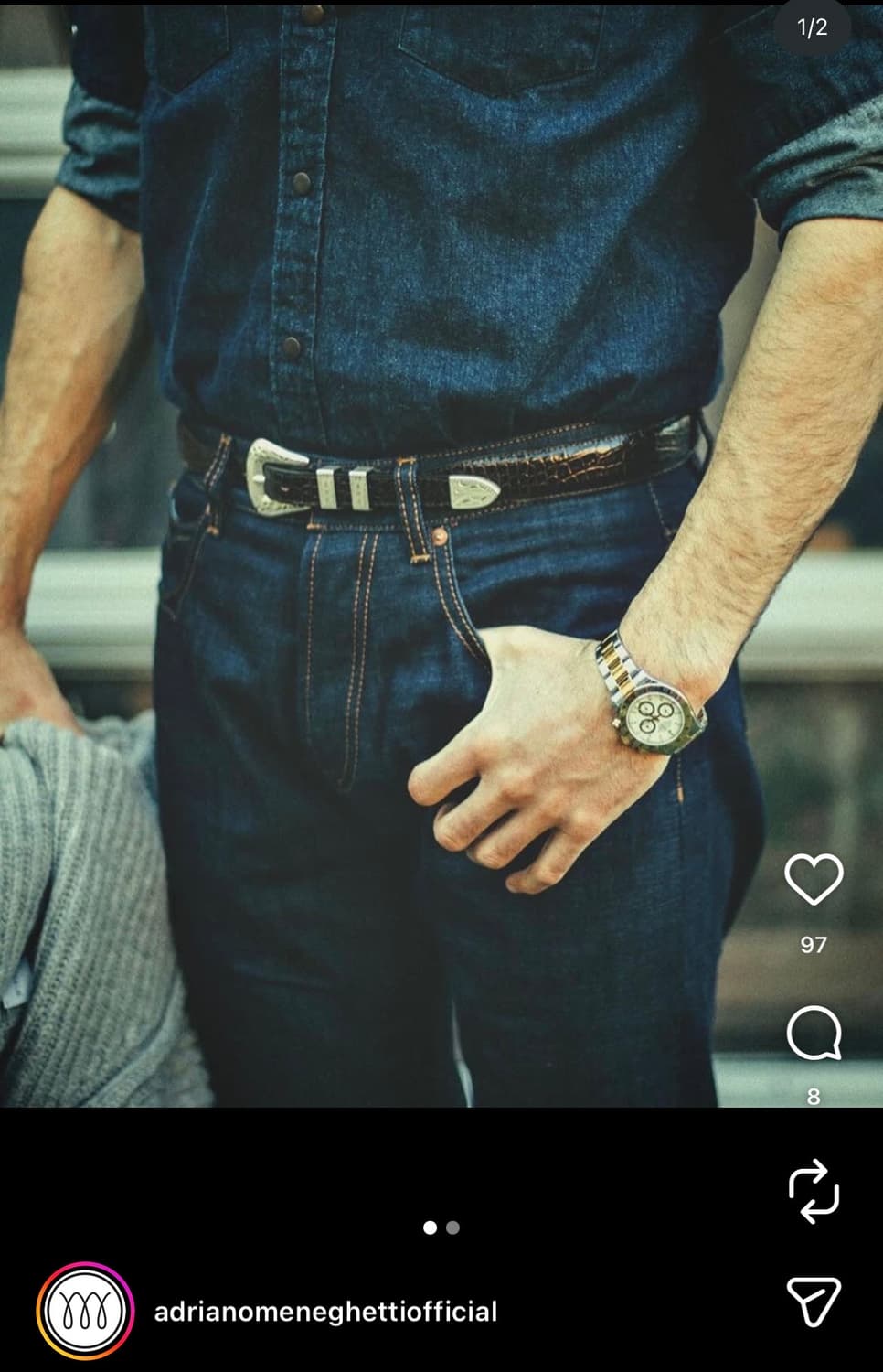 ADRIANO MENEGHETTI 웨스턴벨트 블랙[새상품] 상품이미지4