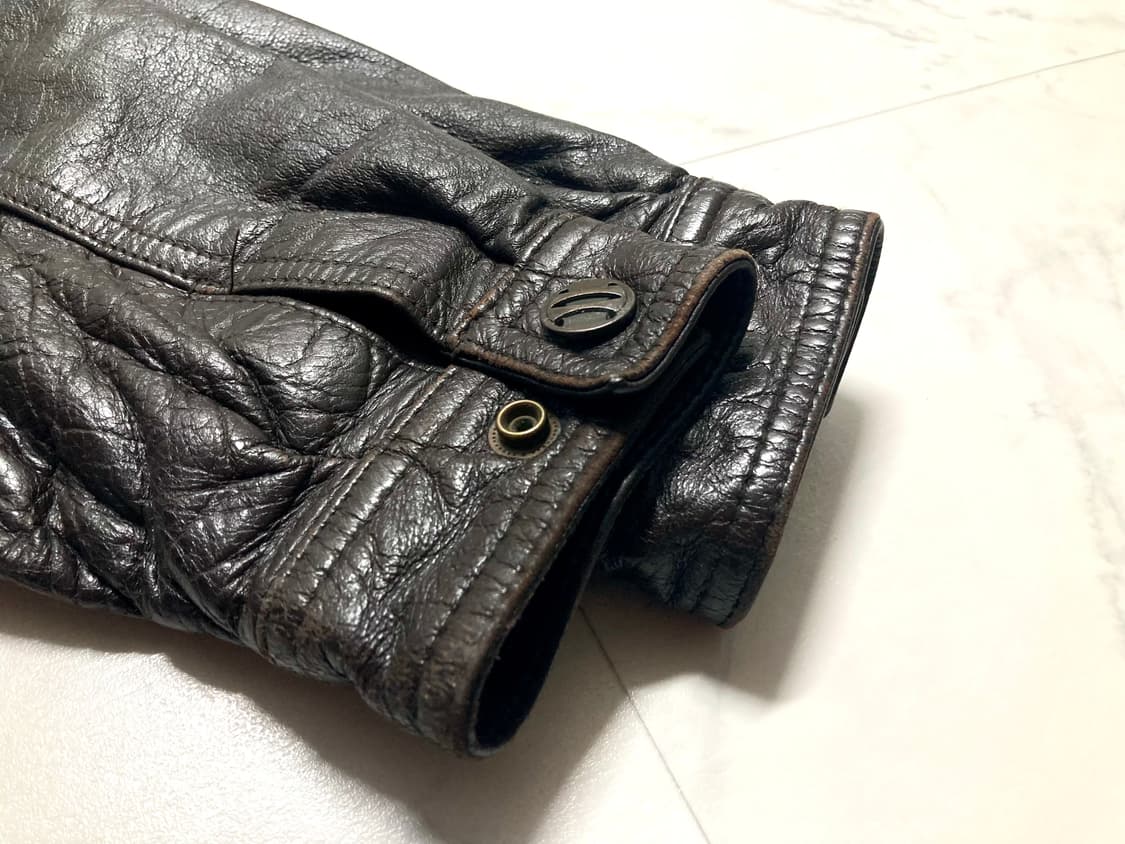 90s 올아메리칸 구스다운 소가죽 사파리 레더 자켓 105-110 상품이미지7