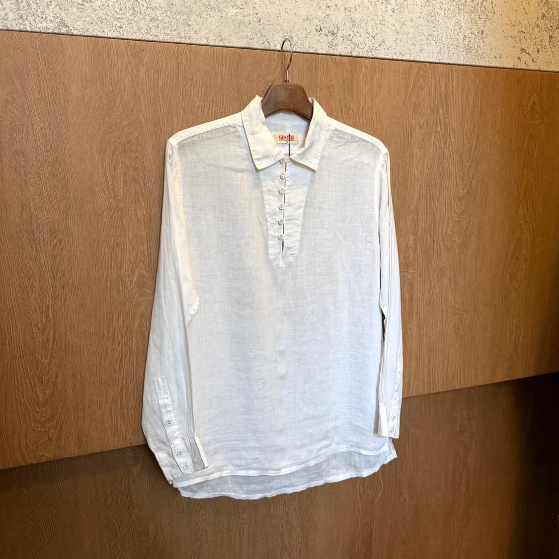 45RPM 린넨 긴팔 셔츠 블라우스 루즈핏 화이트 상품이미지1