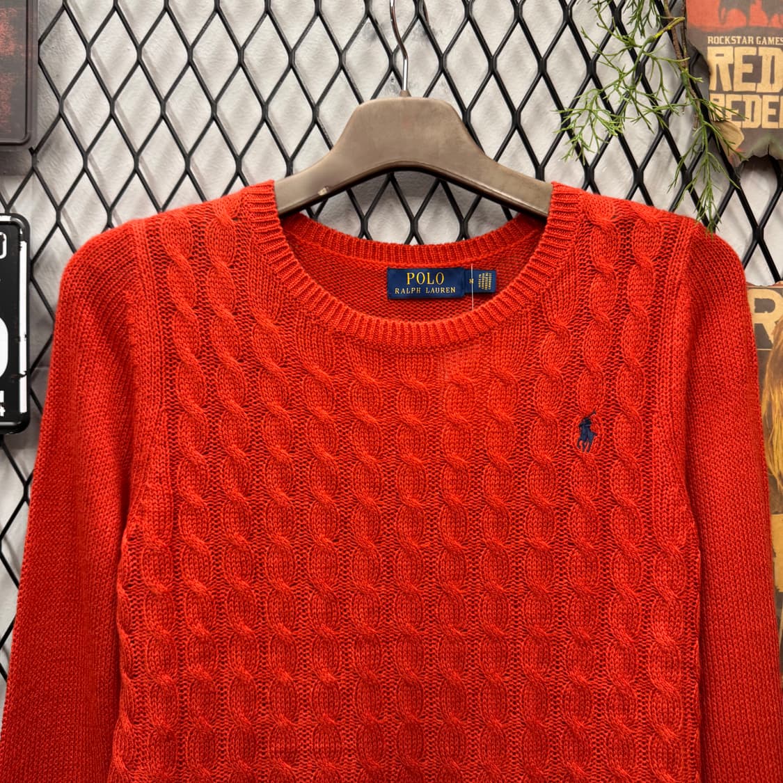 폴로 랄프로렌 케이블 니트 네이비 포니 포인트 레드 상품이미지3
