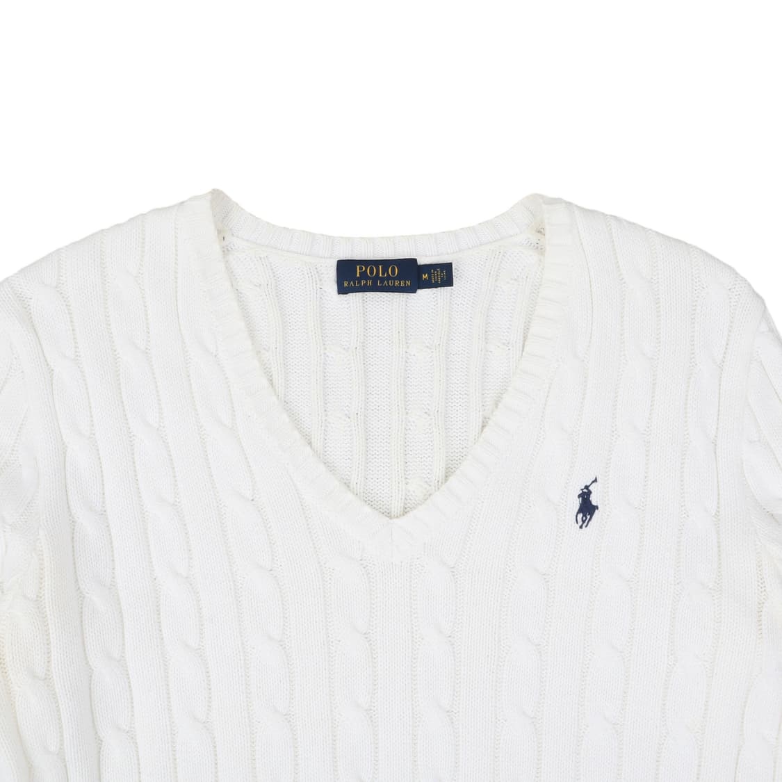 폴로 랄프로렌 화이트 케이블 브이넥 니트 상품이미지2