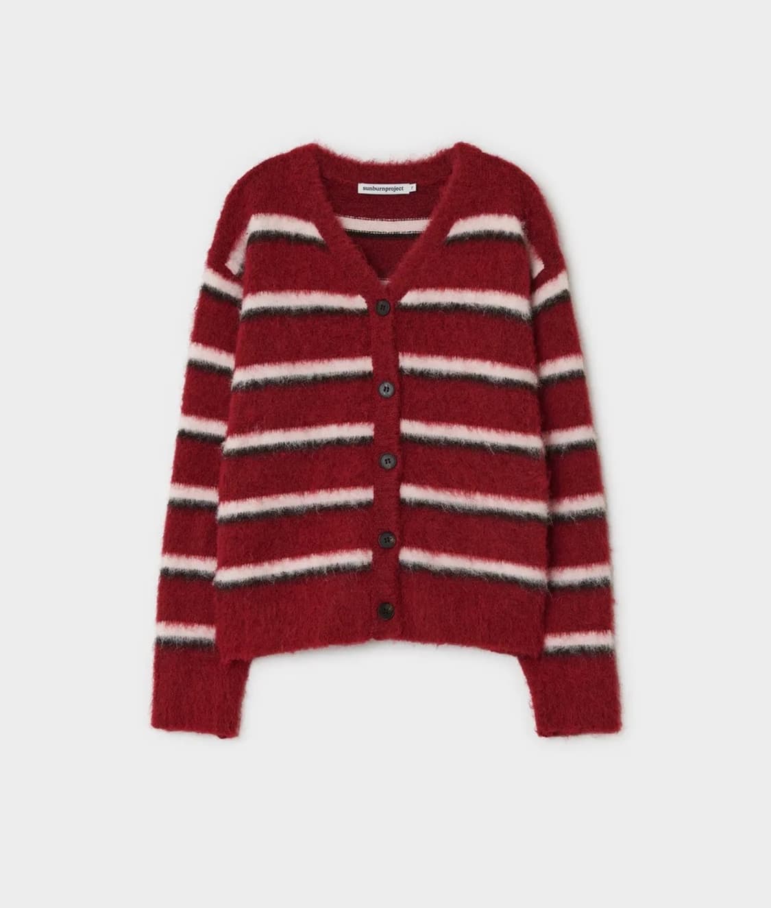 썬번프로젝트 헤어리 오버핏 가디건 버건디 상품이미지2