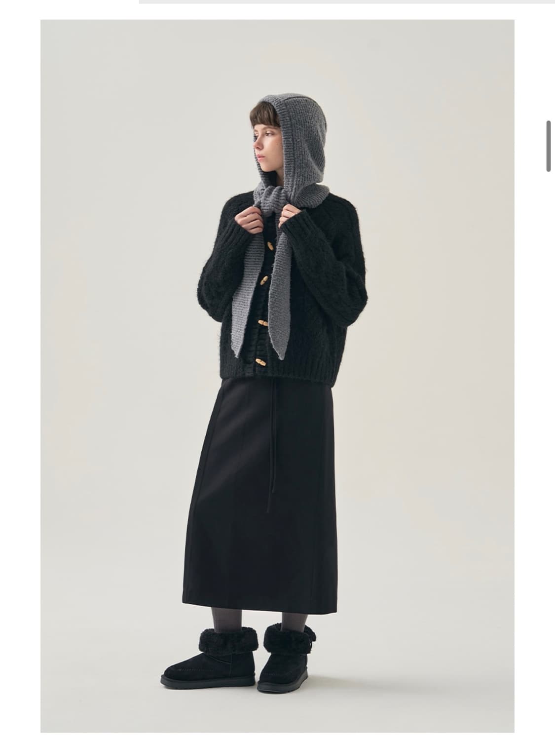 (새상품)(GREY) 드로우핏 우먼 부클 타이 머플러 바라클라바 상품이미지4