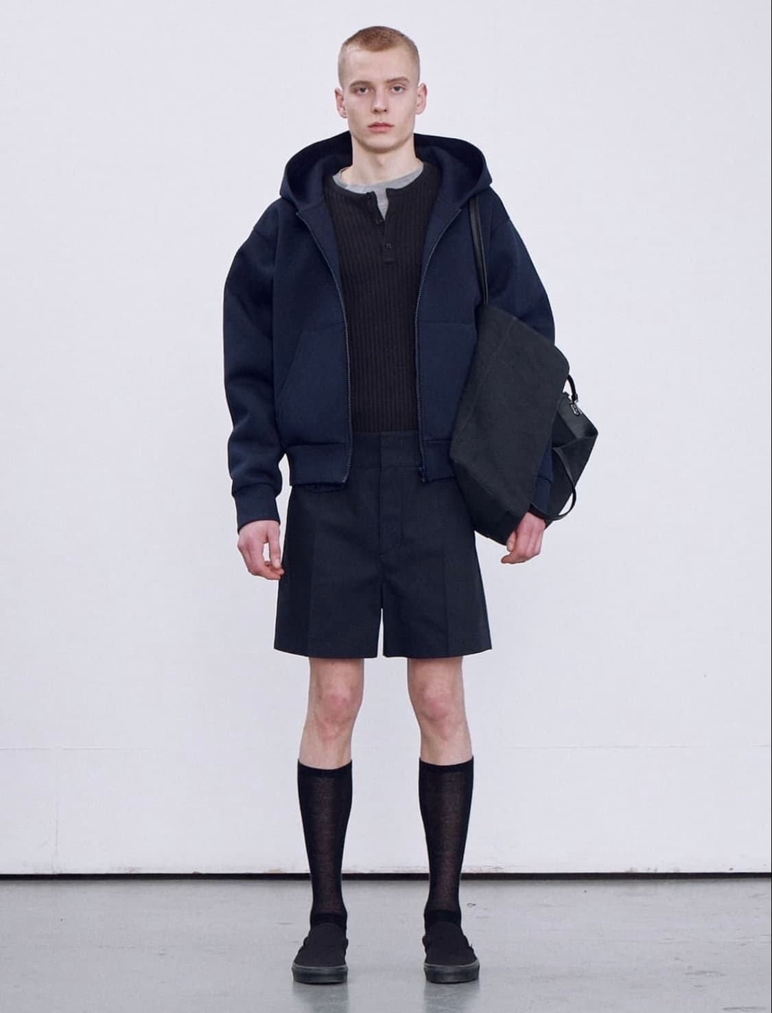 렉토 재패니즈 네오프렌 로고치 후드 네이비 상품이미지1