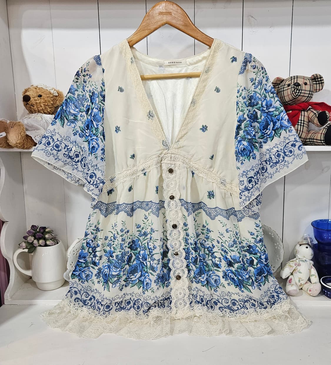 Axes Femme(엑시즈팜) 블루로즈 레이스 튜닉미니원핏 상품이미지1