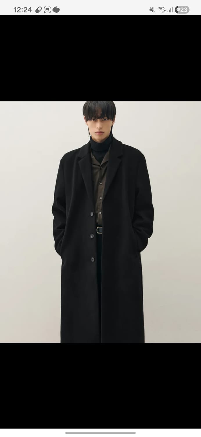 드로우핏 프리미어 퓨어 캐시미어 히든 싱글 코트 블랙 L사이즈 상품이미지1