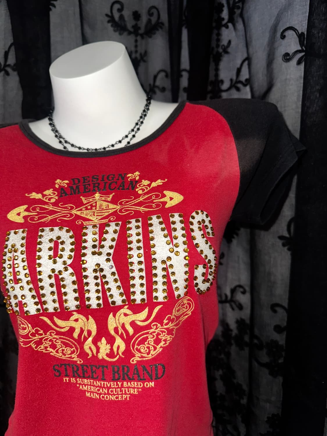 red studded raglan t-shirt 상품이미지2