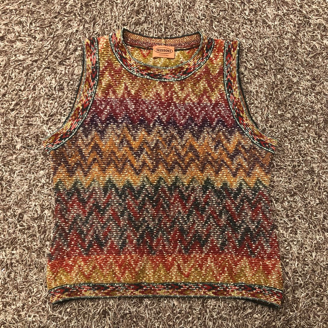 미쏘니 울 멀티컬러 패턴 니트 탑 베스트 상품이미지1