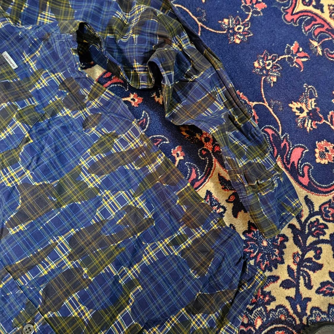 칼하트 메트로블루 컬렉션 블루 카모 체크 셔츠 상품이미지4