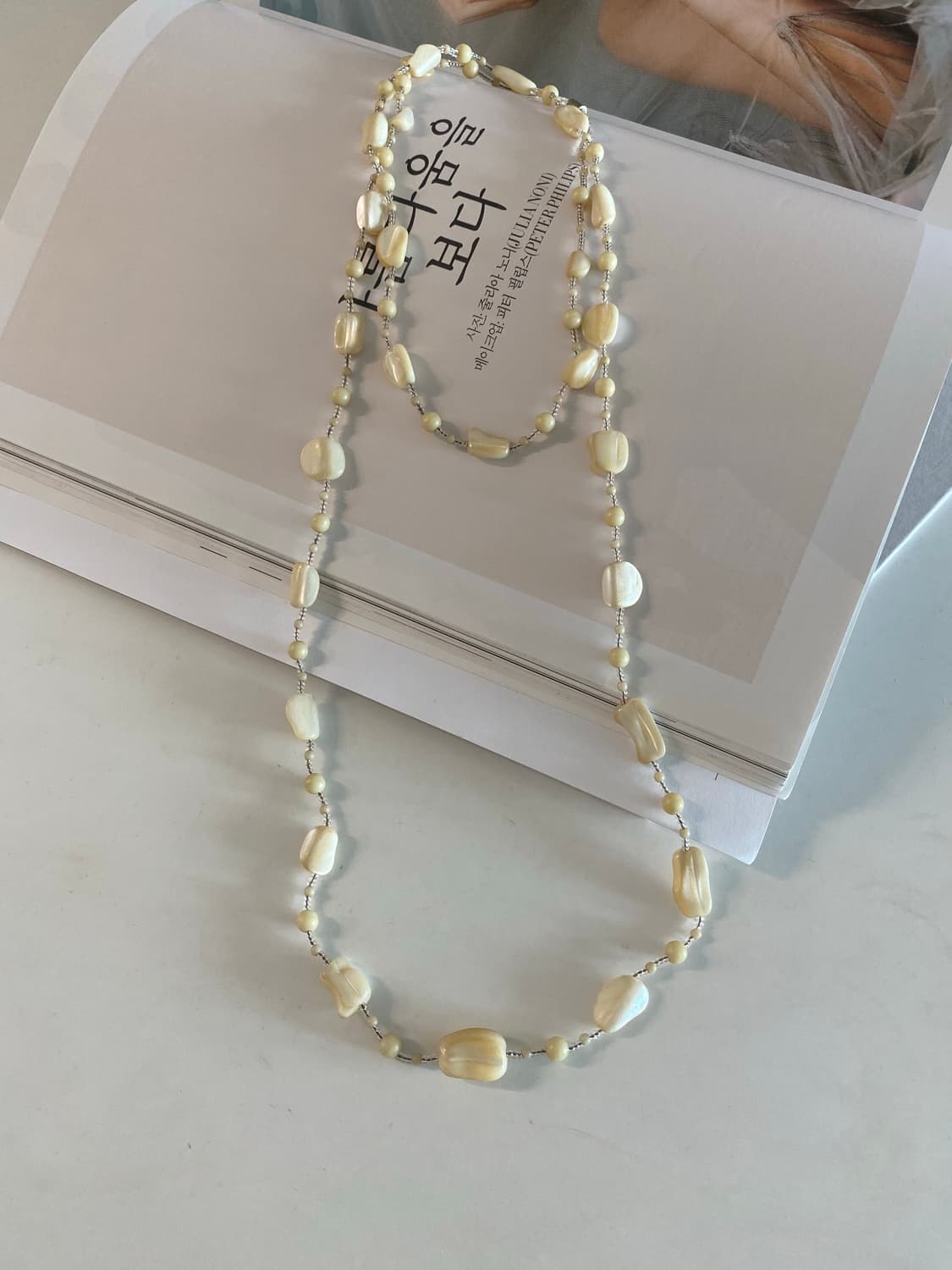 천연 자개 목걸이 비즈 빈티지 상품이미지1