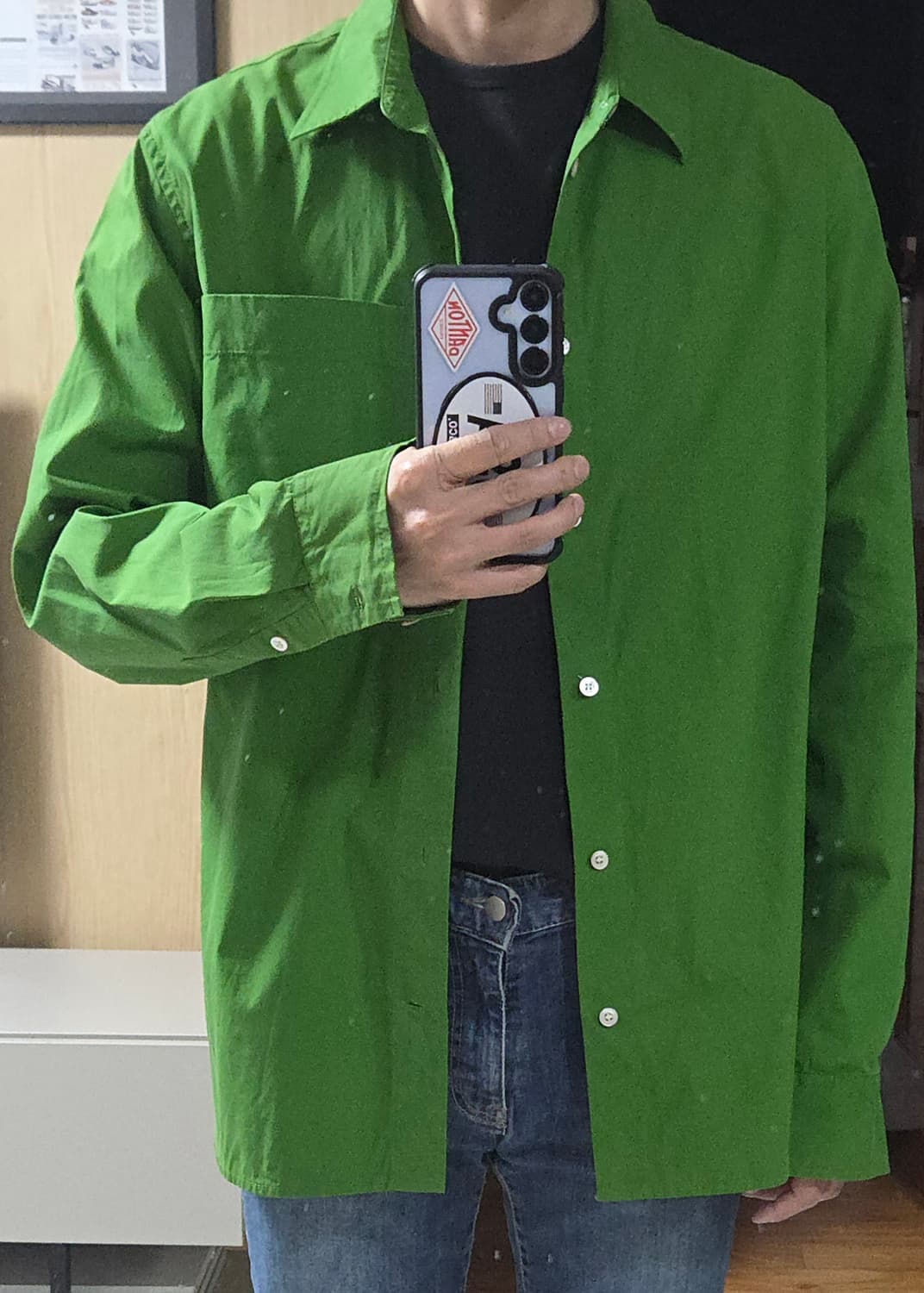 (착샷) 코스 COS 레귤러핏 셔츠 그린 상품이미지9