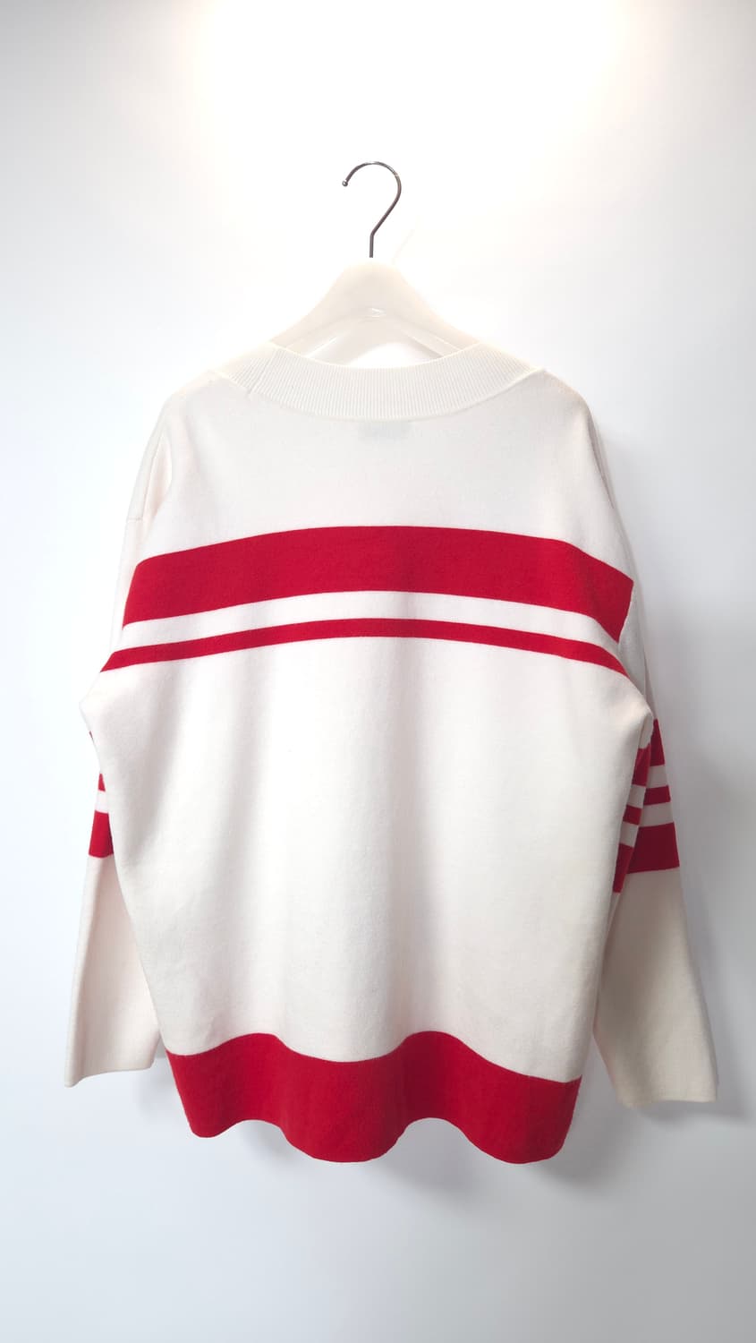 산드로 브이넥 스트라이프 루즈핏 니트 탑 1 사이즈 상품이미지7