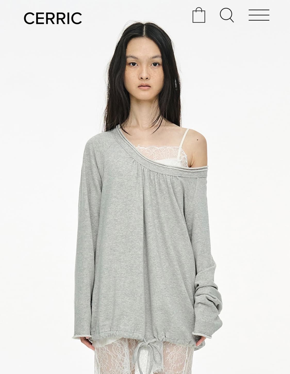 세릭 Cerric 라운드 헴 스트링 탑 그레이 상품이미지1