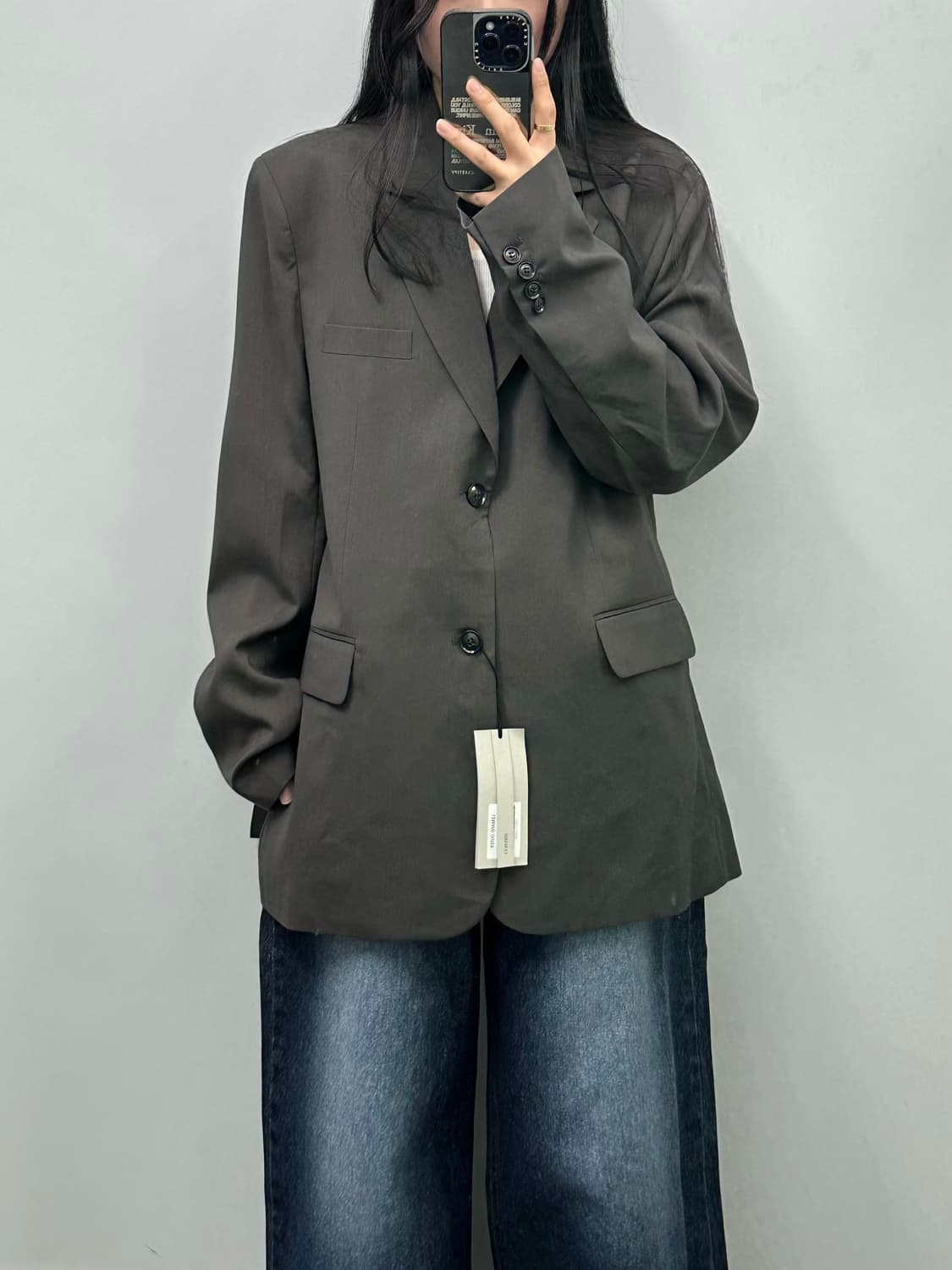 르마드 차콜 버튼 싱글 블레이저 자켓 상품이미지1