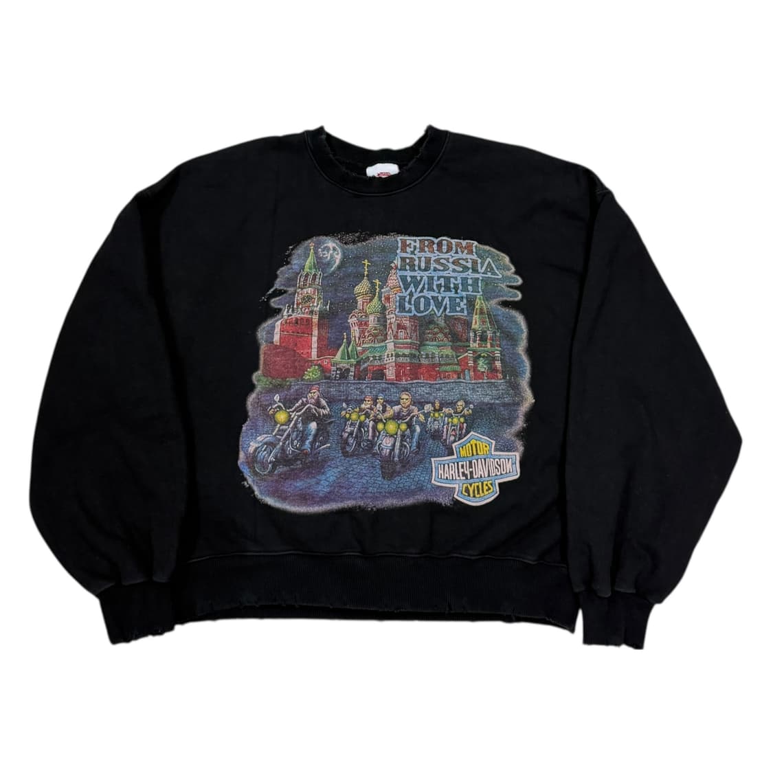 빈티지 할리데이비슨 프린팅 데미지 디테일 맨투맨 블랙 상품이미지1