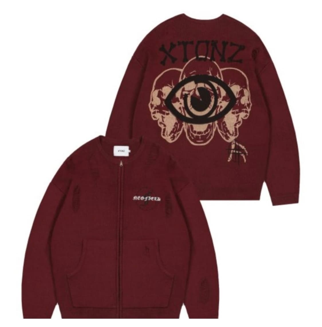 엑스톤즈 송필드 니트집업 버건디 L 상품이미지1