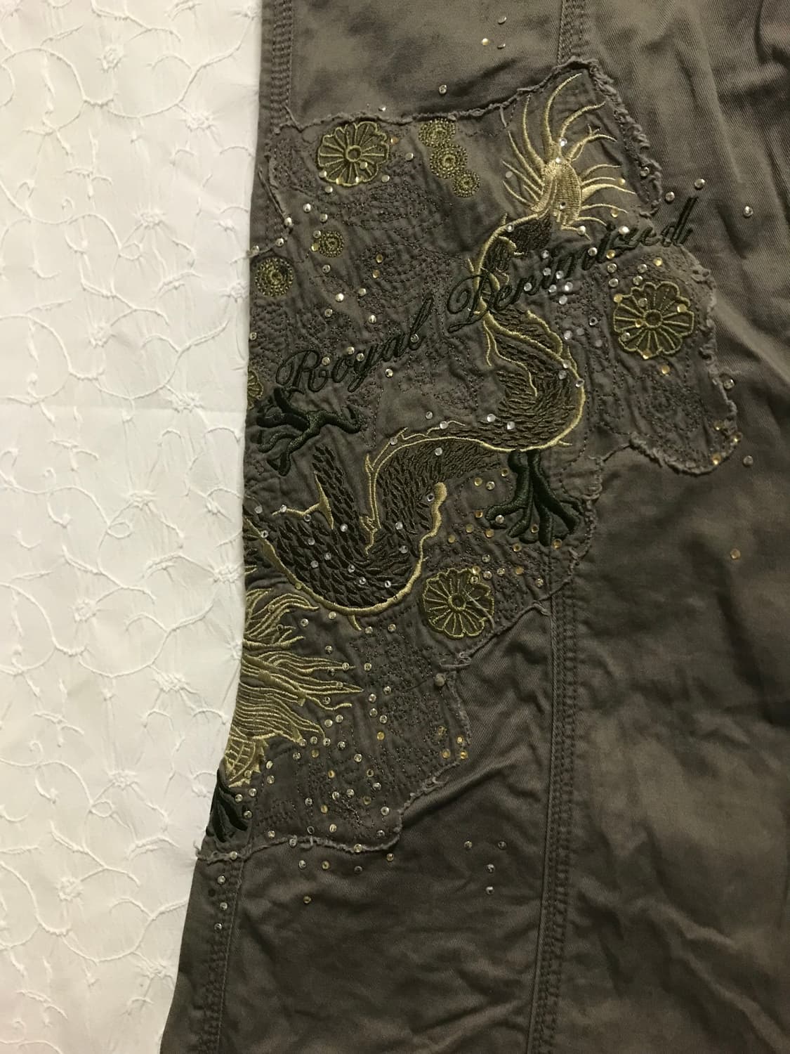 빈티지 y2k 오리엔탈 자수 카고 팬츠 상품이미지3