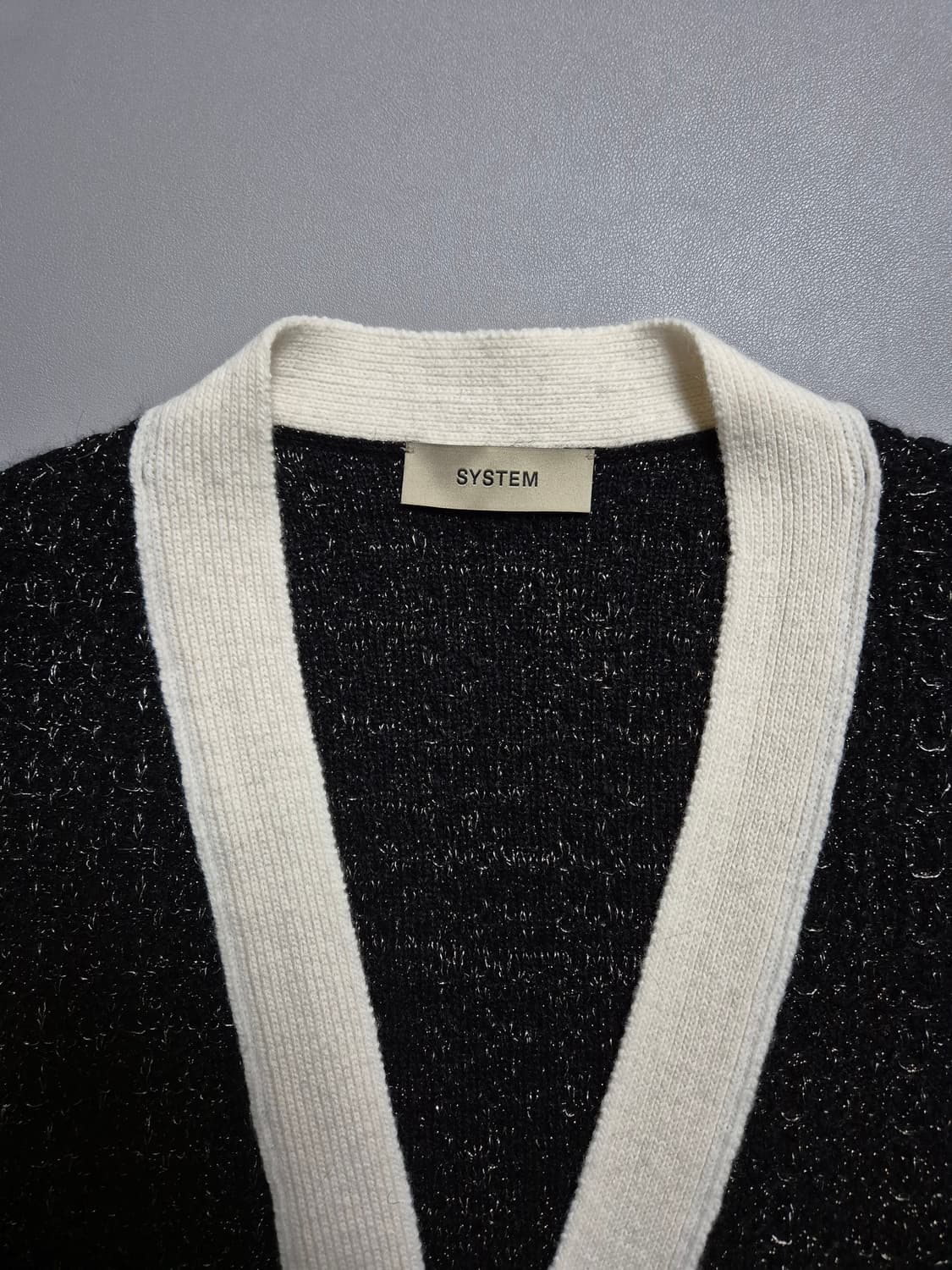 시스템옴므 트위드 배색 가디건 105 블랙 상품이미지3