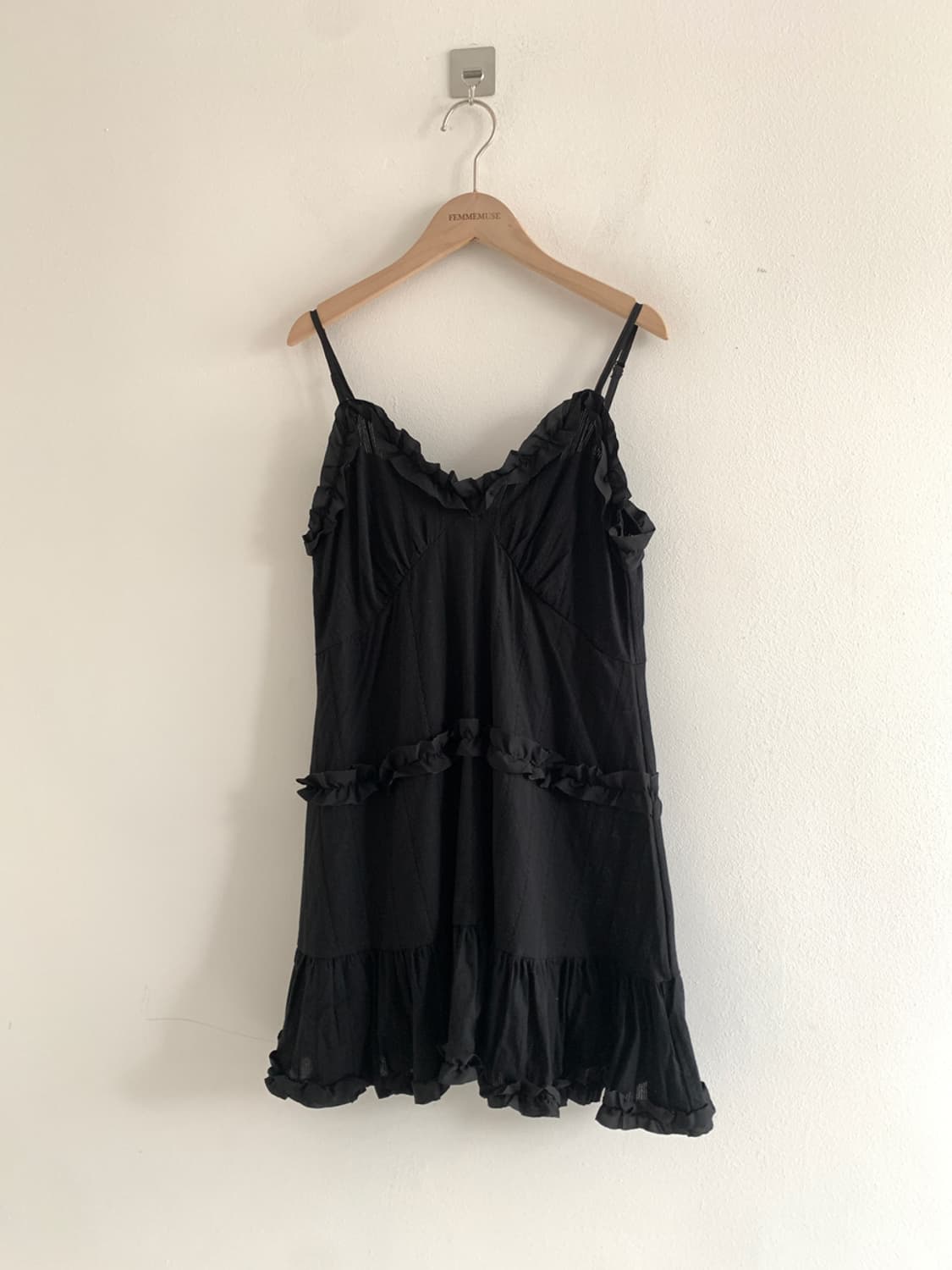 Ruffle Slip Dress(Black) 상품이미지1
