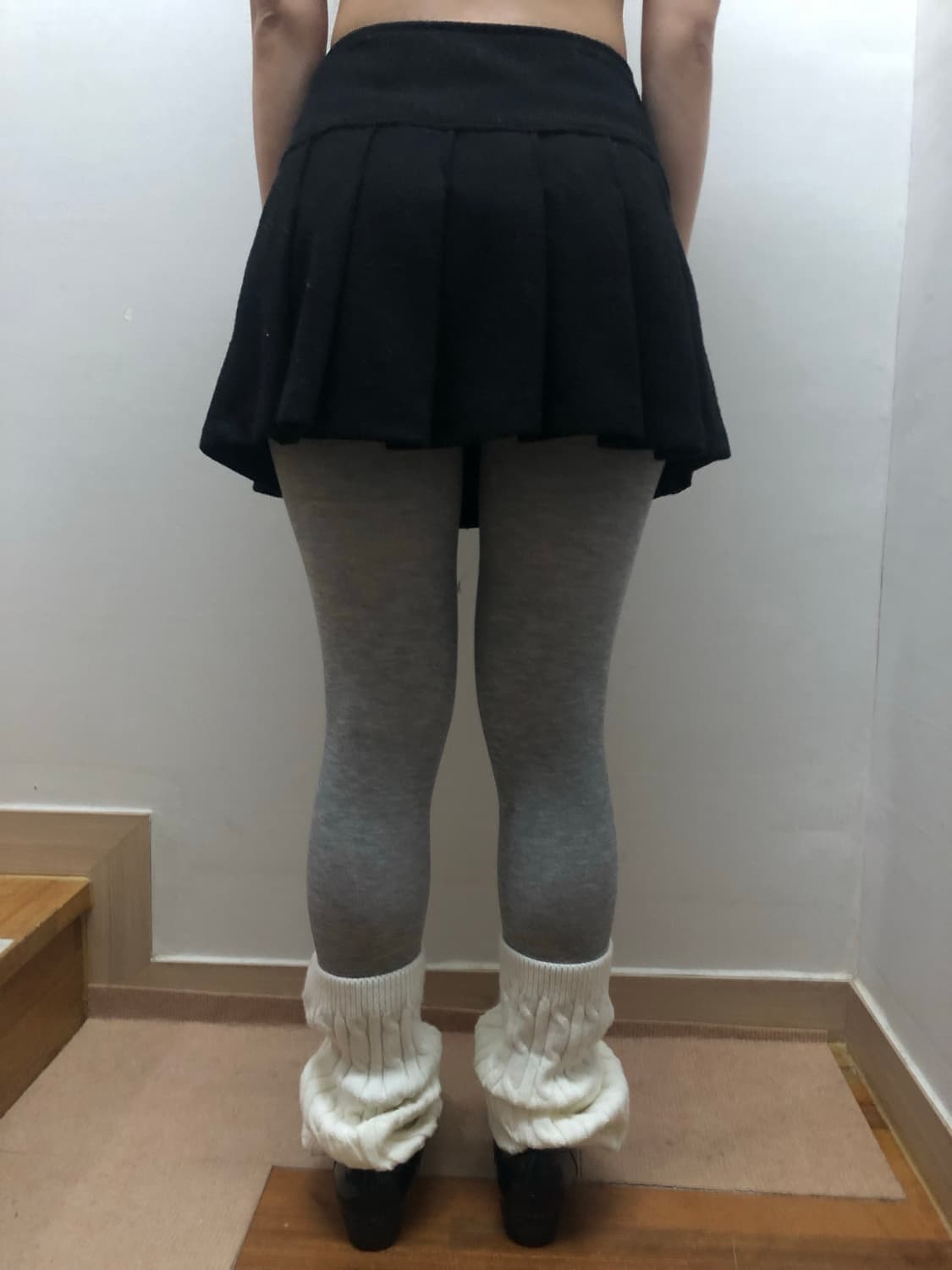 빈티지 블랙 플리츠 울 미니 스커트 상품이미지5