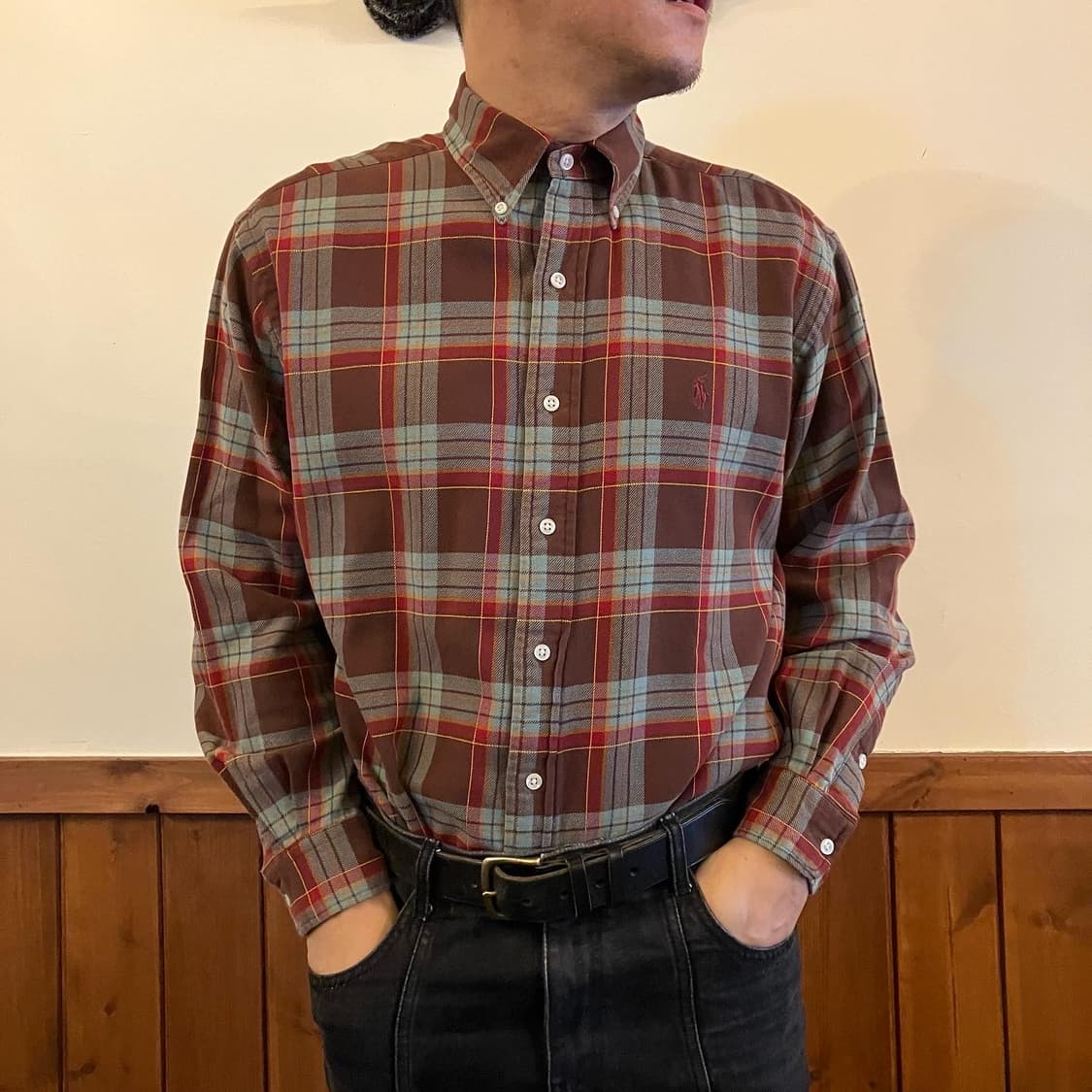 90‘s 폴로 랄프로렌 플레드 코튼 셔츠 M 상품이미지8