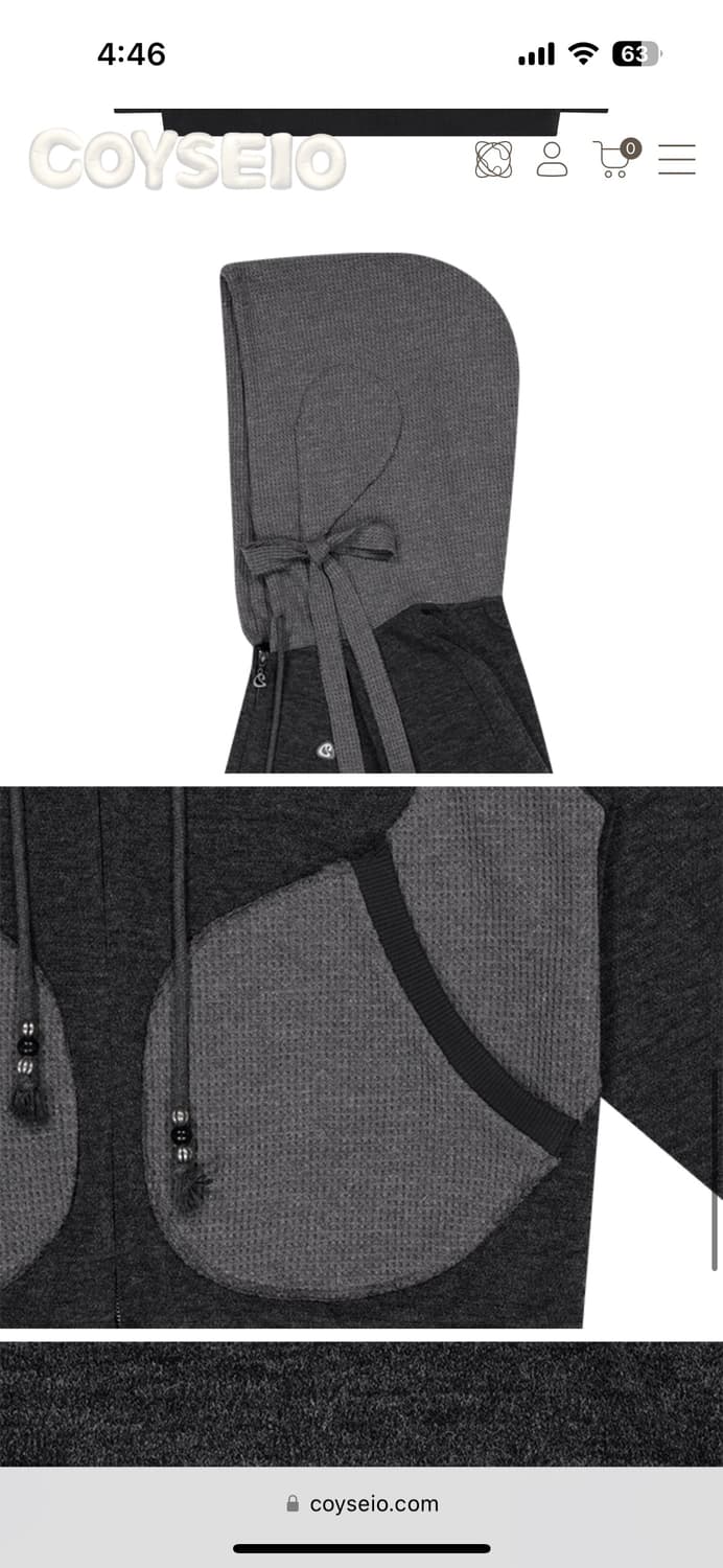 코이세이오 이어머프 후드집업 차콜 상품이미지4