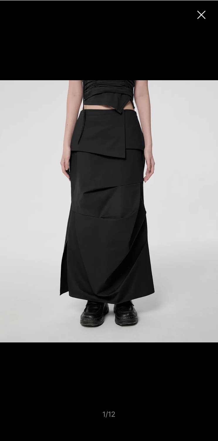 플레어업 Drape Layered Maxi Skirt black 상품이미지1