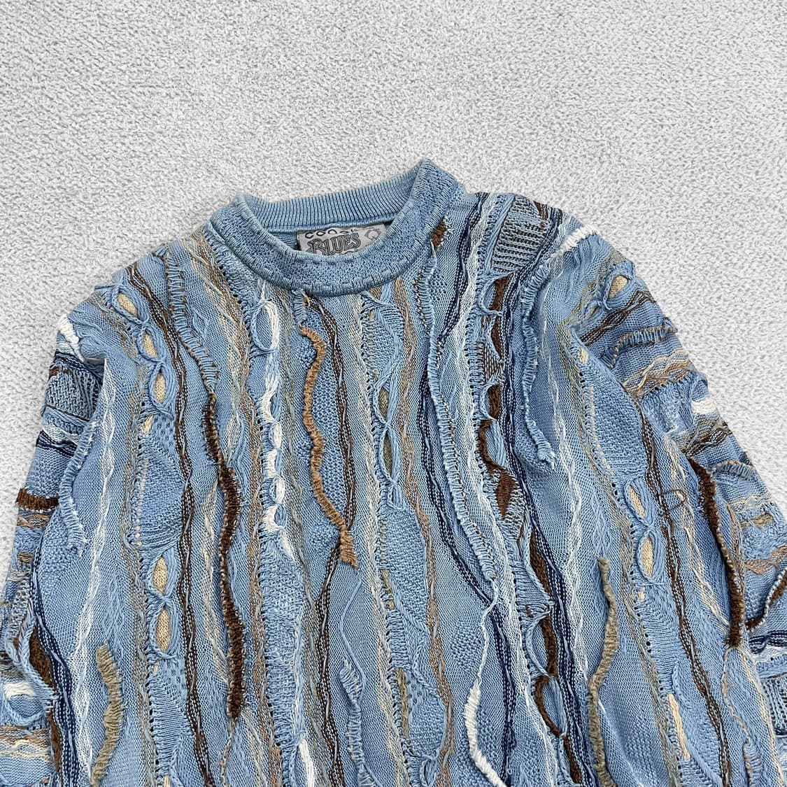 쿠지 Coogi 케이블 라운드 니트 하늘 상품이미지2