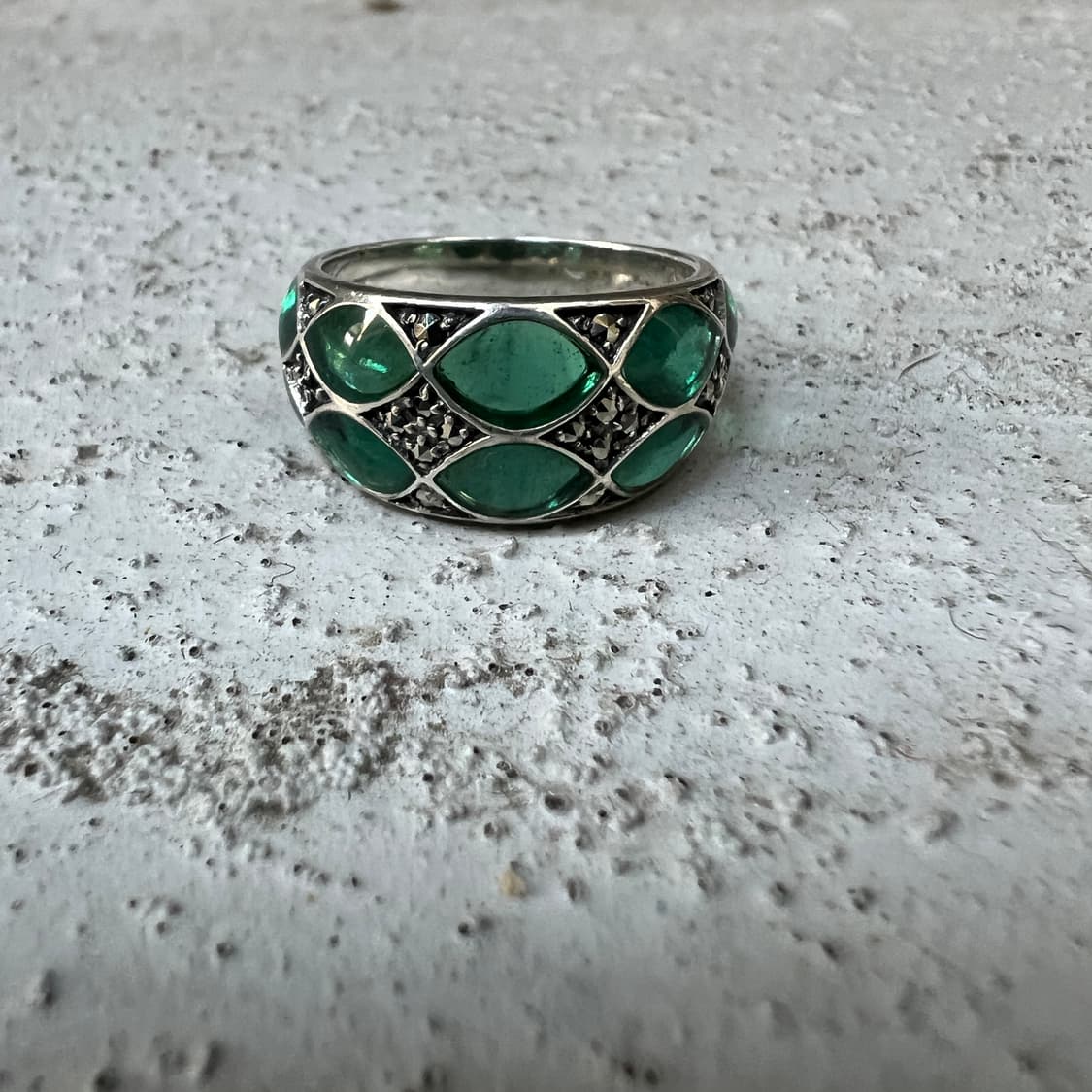 925Silver 그린 에나멜 반지 상품이미지1