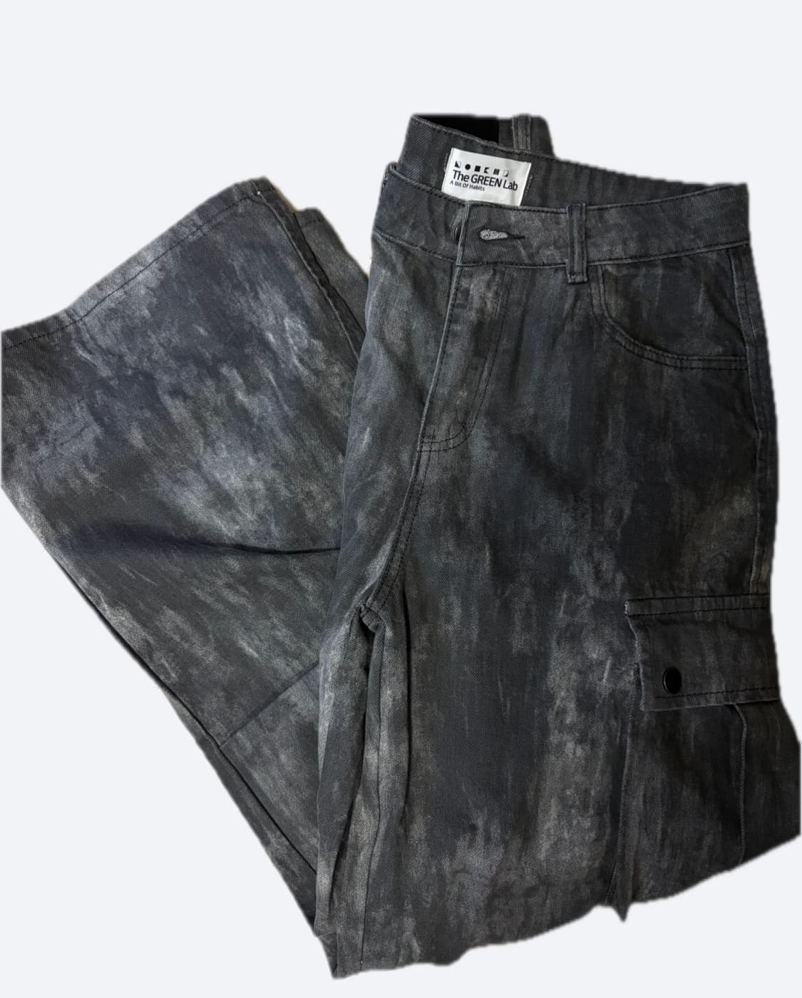 무신사) 더그린랩 빈티지 워싱 카고 데님 팬츠 거이새것 상품이미지2