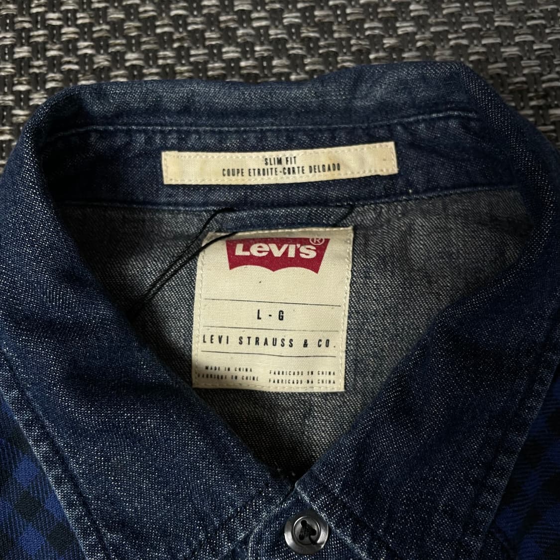 리바이스 진청 체크 스트라우스 투포켓 데님 긴팔 셔츠 슬림핏 L 상품이미지4