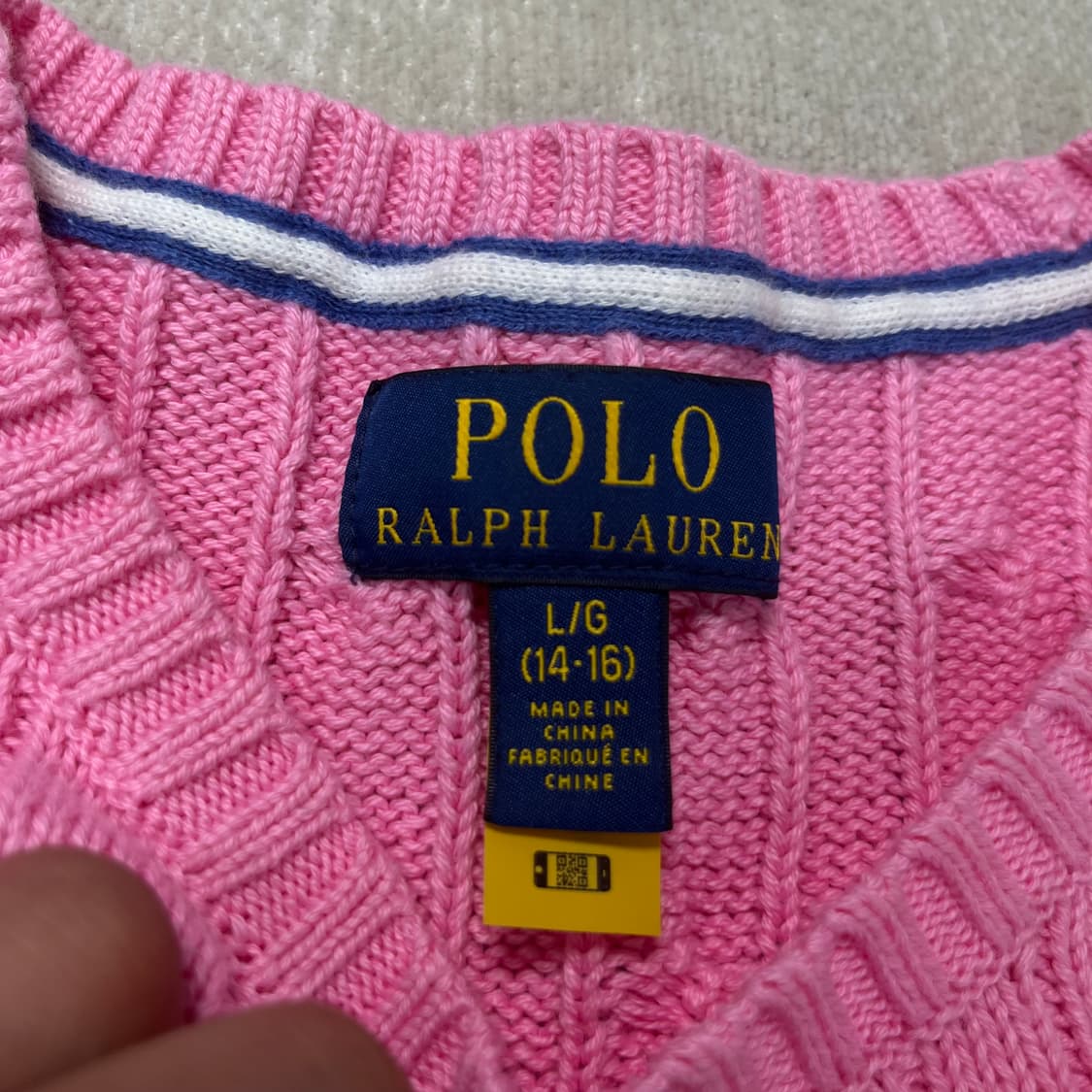 95 폴로 랄프로렌 신형라벨 핑크 꽈배기 니트 상품이미지3