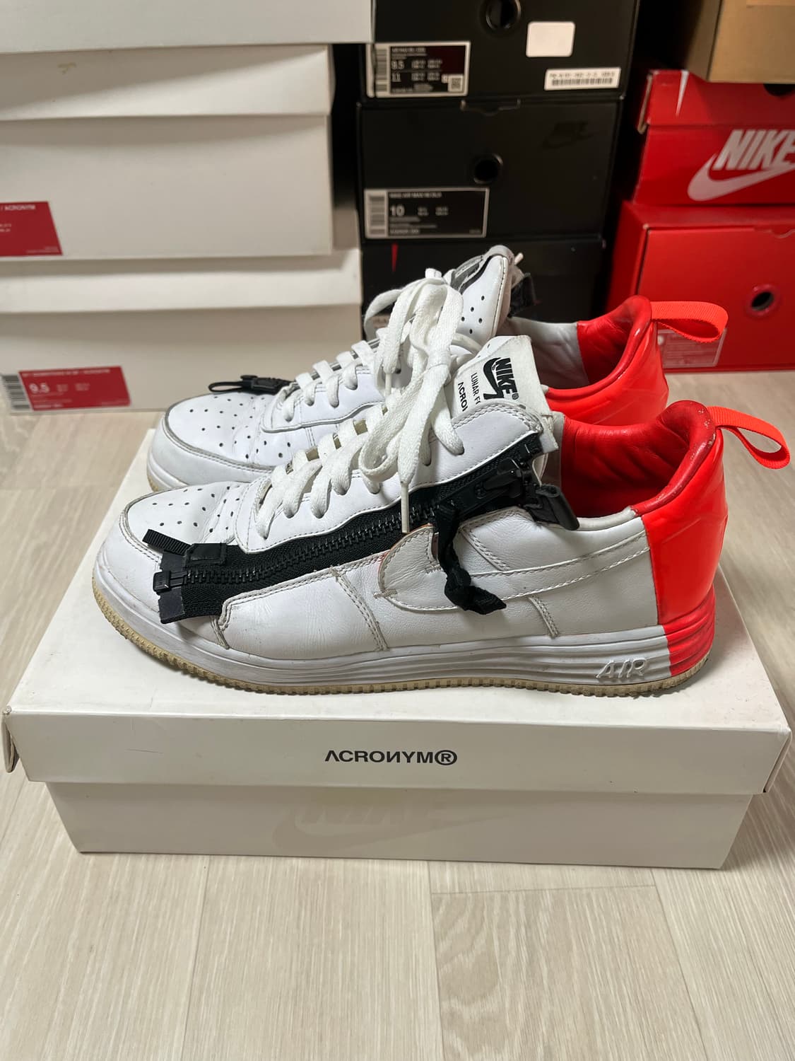 나이키x아크로님 포스 흰/주 상품이미지4