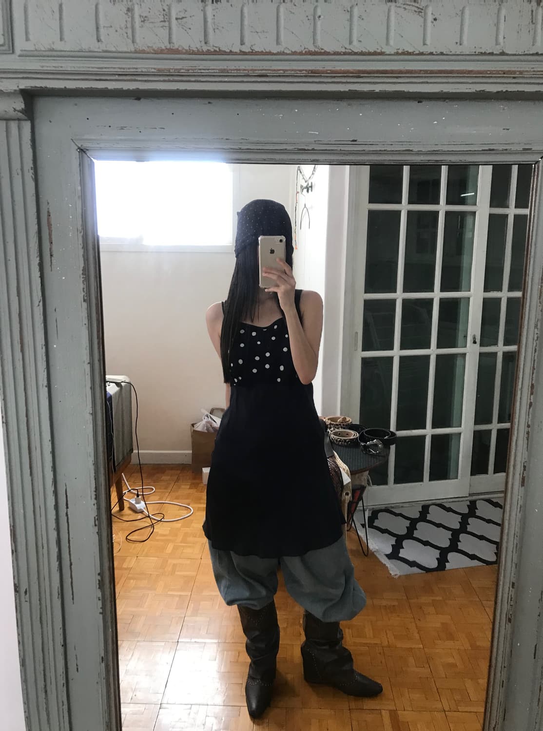 vintage dot pattern slip one-piece  상품이미지3