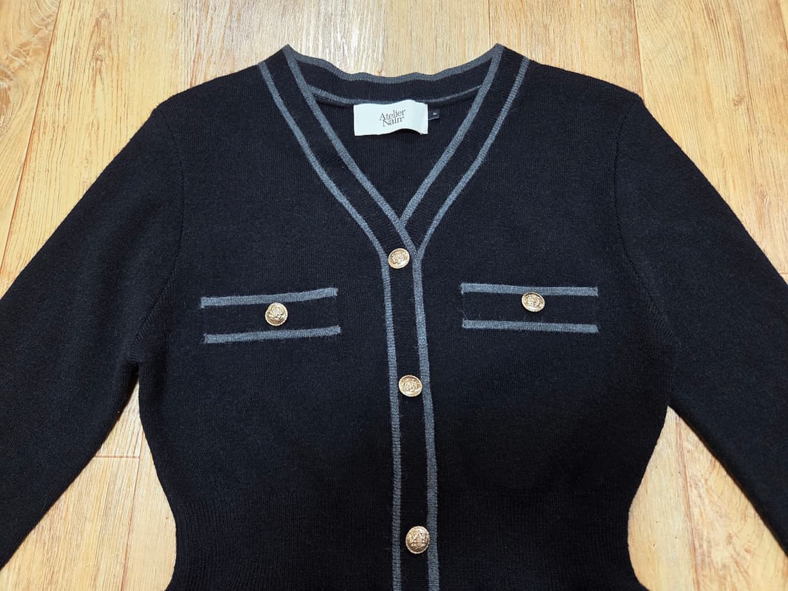 아틀리에나인(Atelier Nain) 클래식 배색라인 V넥 니트원피스 5 상품이미지6