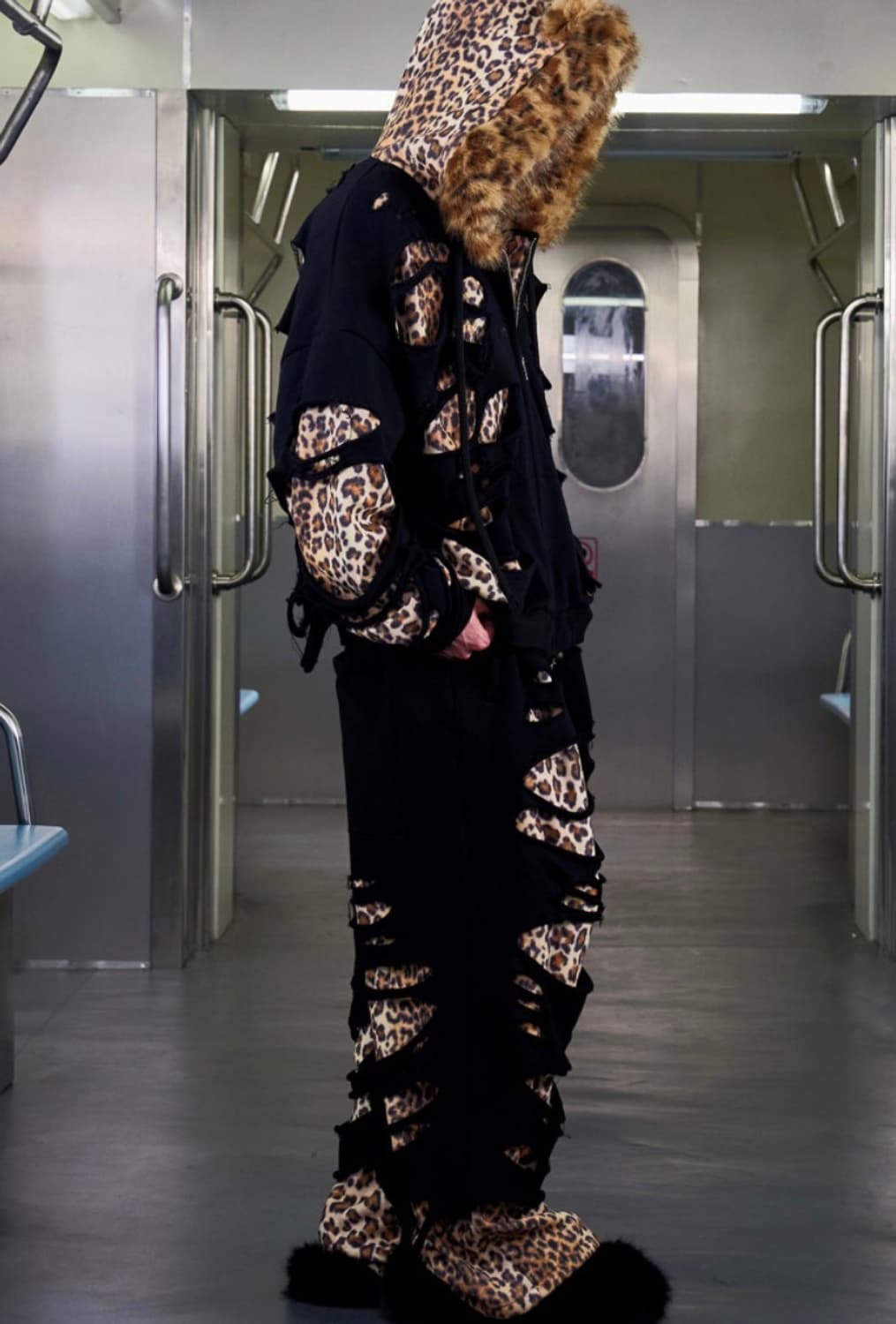 씨피어스 레오파드 레이어링 후드집업+팬츠 세트 셋업 상품이미지4