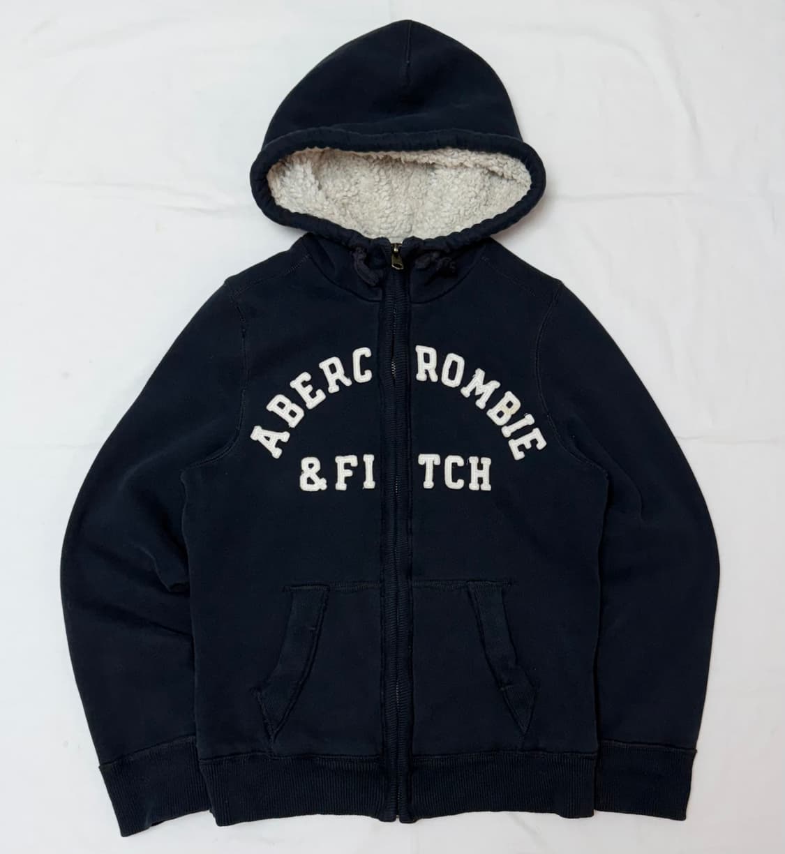 아베크롬비 양털안감 스펠아웃 울프죠 후드집업 네이비 상품이미지1