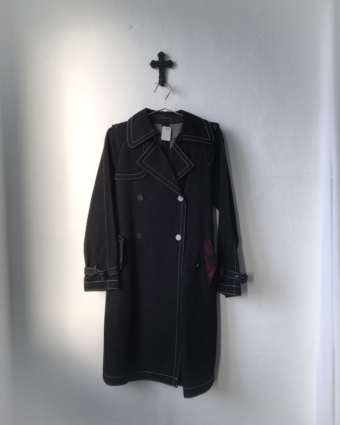 Stitch belted point double button coatSt 상품이미지2