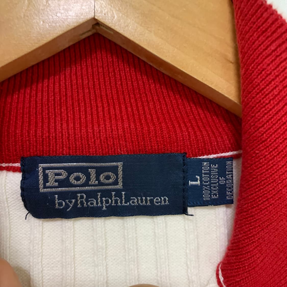 폴로 랄프로렌 빈티지 케이블 니트 아이보리 반집업 여성 L 상품이미지4